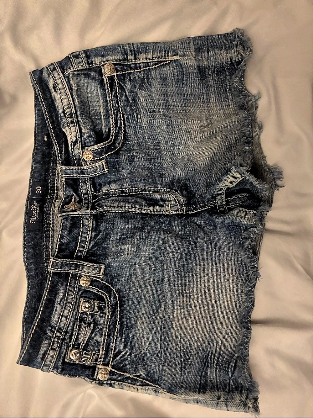 Miss Me Distressed Embellished Jean Shorts Waist 30